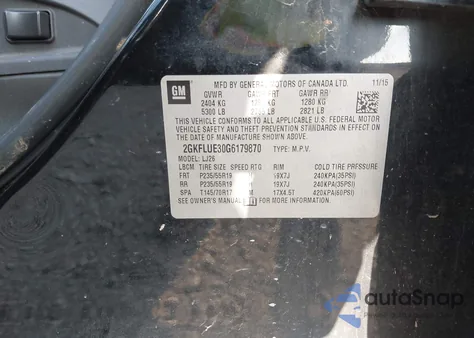 2016 GMC Terrain Slt z USA, uszkodzony, nr VIN 2GKFLUE30G6179870